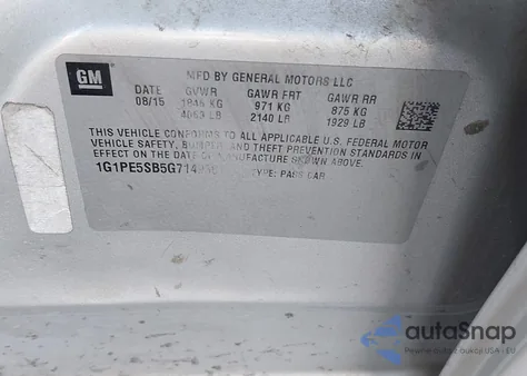 2016 Chevrolet Cruze Limited 1Lt Auto from USA, damaged, VIN 1G1PE5SB5G7149381